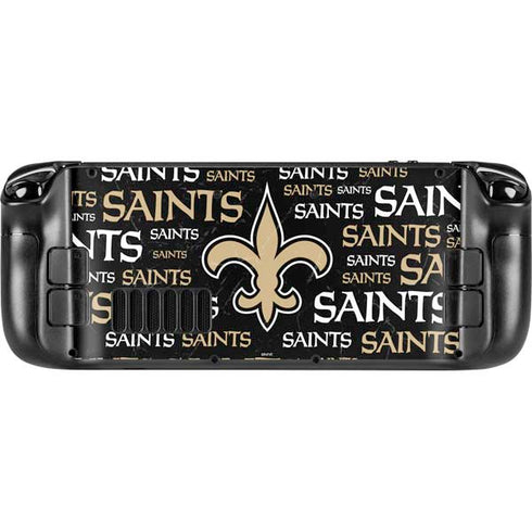 NFL New Orleans Saints Black Blast Steam Deck Handheld Gaming Computer Skin